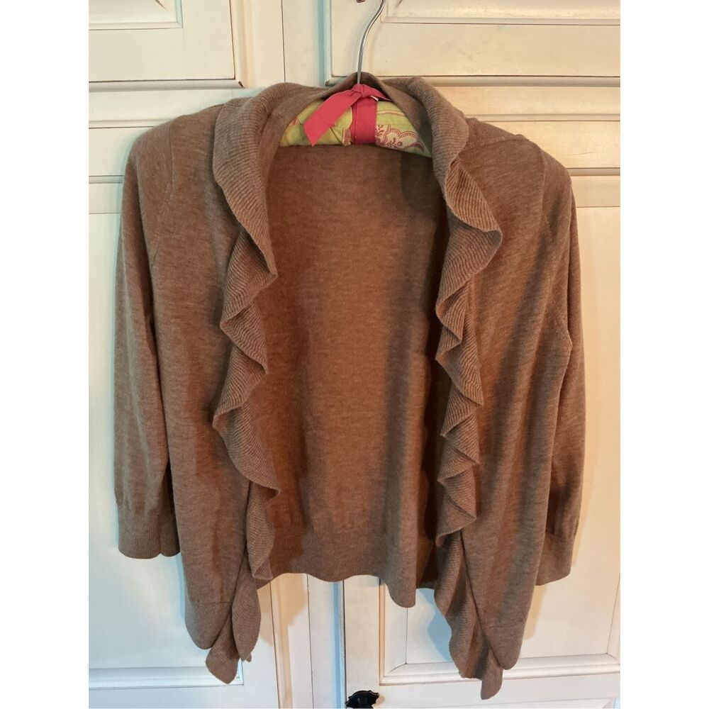 Banana Republic Wool Blend Ruffle Open Front Sz S Cardigan Sweater